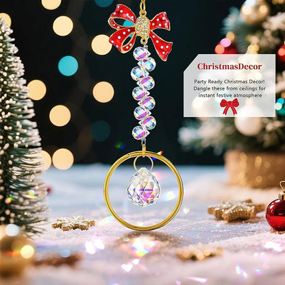 H&D HYALINE & DORA Crystal Suncatcher Rhinestones Bow-Knot Pendant Garden Sun Catcher Crystals Hanging Decor for Windows Christmas Home