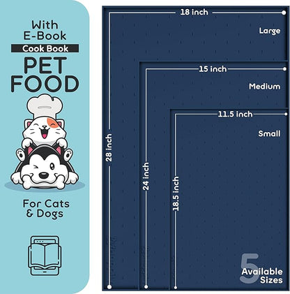 Dog Food Mat - Raised Edges Dogs Mat for Food and Water Prevent Spill, Waterproof Cat Food Mats Protect Floors, Easy Clean Dog Bowl Mats for Food and Water, Silicone Pet Food Tray