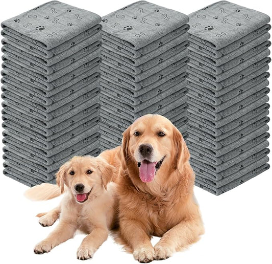 Dog Towels for Drying Dogs Bulk 20 x 40 Inch Quick Drying Pet Bath Towels Colorful Pet Grooming Towel Absorbent Microfiber Towel for Small Medium Large Dog Puppy Cat (Gray, 30)