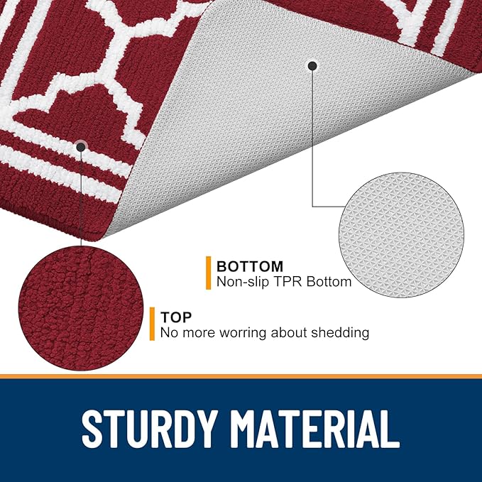 Buganda Indoor Door Mat, Dirt-Resistant and Absorbent Doormat, Anti-Slip, Low Profile Floor Mats for Inside Entryway, Front, and Back Door Entrance (36x24 Inches, Burgundy)