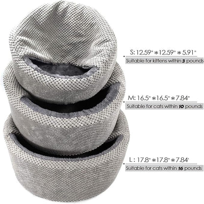 Winsterch Large Cat Bed - Soft, Enclosed & Washable cat Cave Bed for Indoor/Outdoor Cats & Kittens with Anti-Slip Bottom,Calming, Covered Cave Bed (Gray,17.8 x 17.8 x 7.84 in)