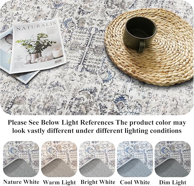 RUUGME Washable Runner Rugs 3x16 - Vintage Kitchen Runner Rug Stain Resistant Rugs for Living Room Bedroom Laundry Room Mat Distressed Hallway Floor Carpet (3'x16', Brown/Blue)