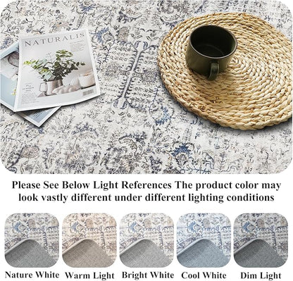 RUUGME 3x8 Runner Rug Washable - Hallway Runner Rugs Non Slip Stain Resistant Rug for Kitchen Living Room Bedroom Dining Room Vintage Distressed Carpet Low Pile Home Decor Floor Mat (3'x8', Brown)