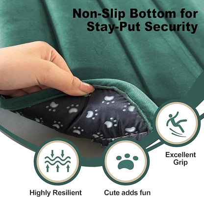 Dog Crate Pad, Ultra Soft & Anti-Slip Kennel Mat, Secure Fit for Metal Crates & Dog Cages, Washable Cozy Bed for Small Medium Large Dogs (Green, M(28"*16"*1.5"))