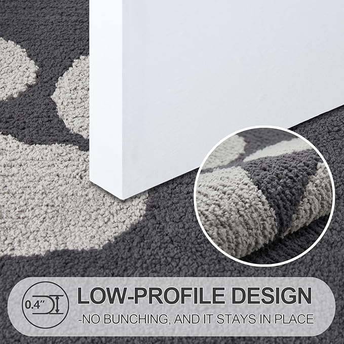 FONEYI Indoor Door Mat, 20"x32" Dog Mats for Muddy Paws, Rubber Backing Non Slip Super Absorbent Washable Entryway Rug, Low-Profile Front Back Door Mats, Inside Floor Doormats for Entryway, Dark Grey