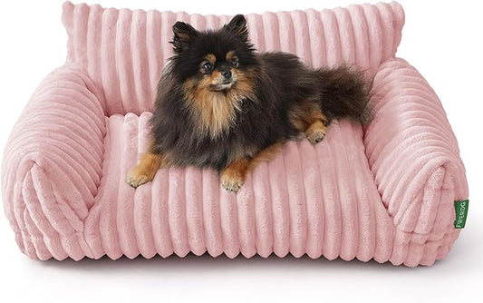 Cute Couch Bed for Pets, Supportive Cat Sofa for Indoor Cats, Small Dog Sofa Bed for Small Dogs, Pink, 24 inches