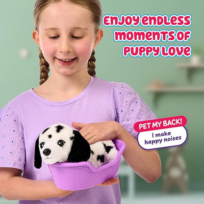 Little Live Pets My Really Real Puppy Mini Pepper The Dalmatian, Interactive Plush Toy with Basket, 20+ Sounds and Reactions, Puppy Toys for Kids