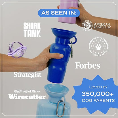 Springer Dog Water Bottle | Portable Travel Water Bottle Dispenser For Dogs - As Seen on Shark Tank | Patented, Leak-Proof Bottles Fill Bowl With Water - Ideal for Walking | BPA-Free 22oz Indigo