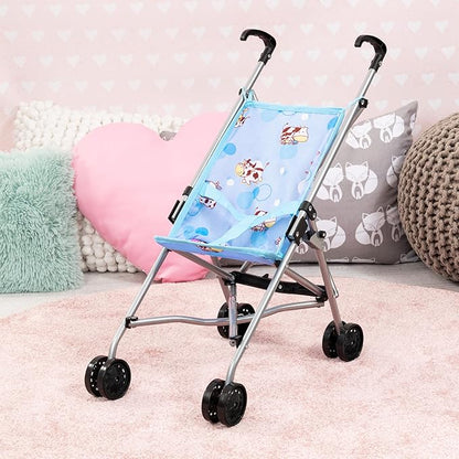Bayer Baby Umbrella Stroller for Dolls - Blue Cow Print, 18 in
