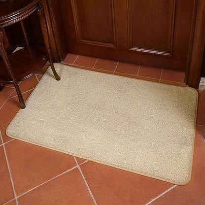 ITSOFT Dirt Trapper Indoor Door Mat & Entrance Rug for Wet Muddy Shoes and Pet Paws, Non-Slip Machine Washable, Shoe Scraper, Absorbent Welcome Dog Mat for Front Door, Entry Way (35x24, Beige)