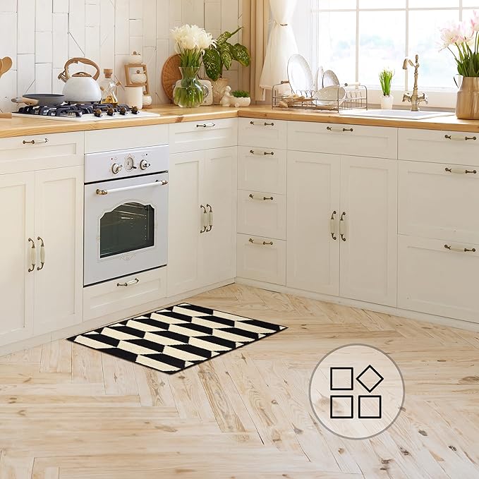 GRANNY SAYS Kitchen Mats for Floor, Kitchen Rugs Non Slip Washable, Runner Rugs for Kitchen Floor, 32" x 20", Stain Resistant Comfort Standing Mat Made of 100% Polypropylene, Black