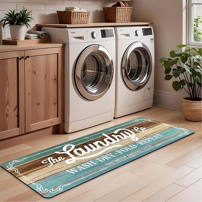 Pauwer Laundry Room Rug Runner 20"x60" Waterproof Rubber Laundry Mat Non Slip Kitchen Mats for Floor Washable Floor Mat Runner Rug for Farmhouse Mudroom Washroom Bathroom Decor