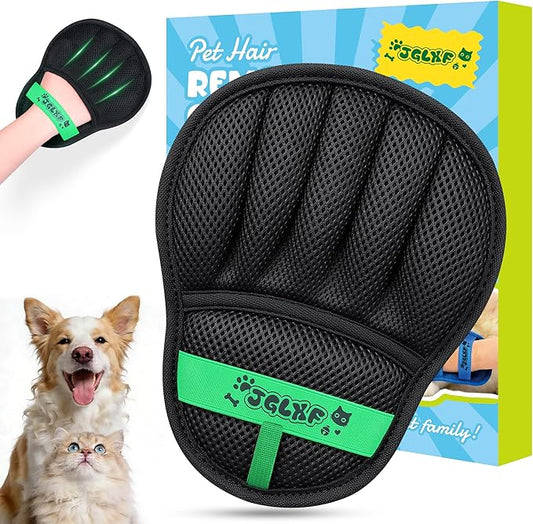 Upgraded Pet Hair Removal Glove for Dogs & Cats, Electrostatic Five-Finger Hair Remover for Furniture, Couch, Carpet, Clothing& Car Seat, 1Pcs Reusable Magic Brush Pet Hair Remover Tool (Black)