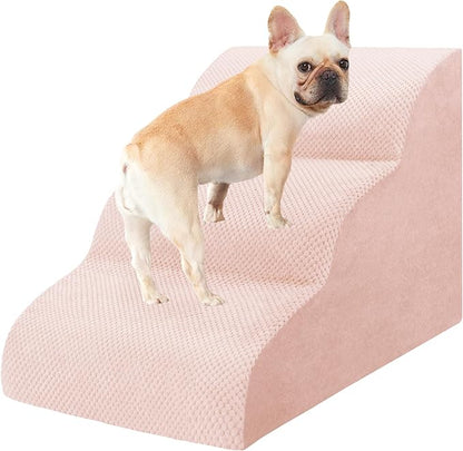 Dog Stairs for Small Dogs, 3 Tiers High Density Foam Dog Ramp, Extra Wide Non-Slip Pet Steps for High Beds Or Couch, Soft Foam Doggie Ladder for Dogs Injured, Older Pets, Small Cats
