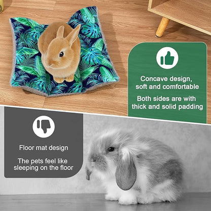 Rabbit Bed 15"X14"Thickened and Soft Bunny Bed Washable Cuddle Cushion Plush Mat Double-Sided Plush Small Pet Flop Mat Cotton Pillow for Rabbit