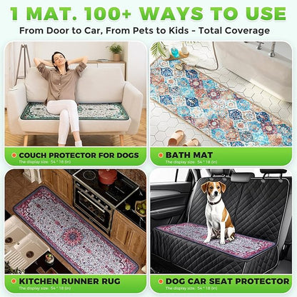 Hompet 2 Pack Super Absorbent Dog Door Mat for Muddy Paws, Washable Pee Pads for Dogs, Reusable Puppy Training Pads, Quick Dry Non-Slip Pet Entryway Rug, Leak-Proof Potty Pad for Indoor Floors 24.8x54