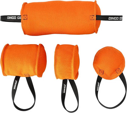 Dingo Gear Dog Tug Toy for Strong Dog, Bite Training, IGP, Fun, French Linen Disc, 5,5" Orange Berta S00092