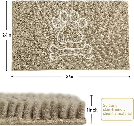 AROGAN Indoor Door Mat Entryway Rug Traps Mud and Water, Chenille Doormat for Muddy Shoes and Dog Paws, Machine Washable Doormat, Front Door Mat, Busy Area Dog Rugs for Floors, Entrance, 24x36 Beige