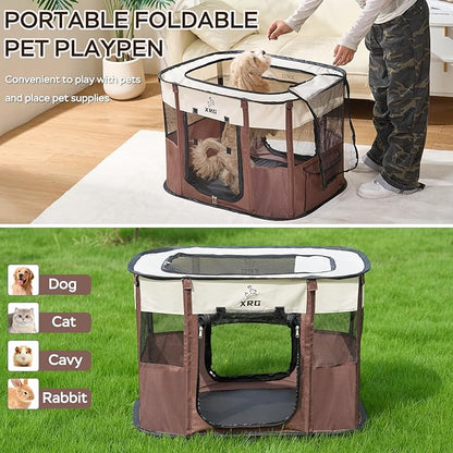 Portable Foldable Pet Playpen Collapsible Crates Kennel Playpen for Dog cat and Rabbit &Travel playpen Outdoor or Indoor (Medium（31.5" L x 23.6" W x 21.7" H）, Green)