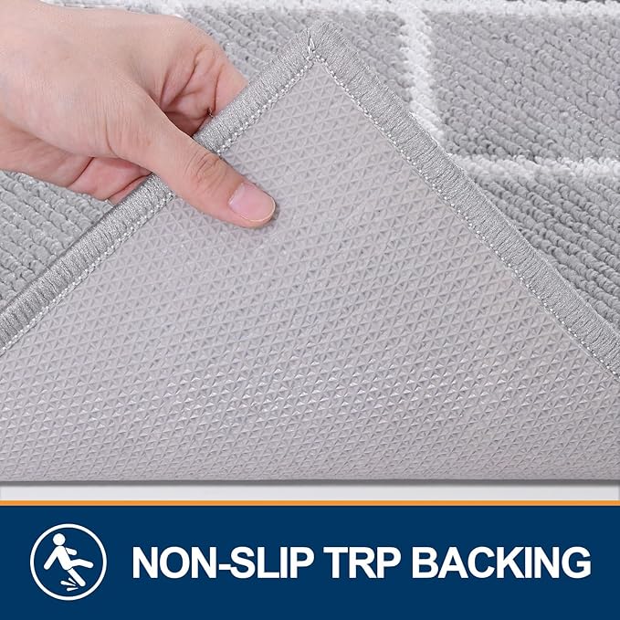 Finchitty Indoor Door Mat, Dirt Resistant and Absorbent, Low-Profile, Non-Slip, Washable Inside Floor Mats for Front Door, Back, and Entrance, 36" x 24", Light Grey