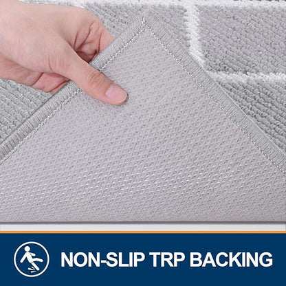 Finchitty Indoor Door Mat, Dirt Resistant and Absorbent, Low-Profile, Non-Slip, Washable Inside Floor Mats for Front Door, Back, and Entrance, 32" x 20", Light Grey