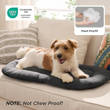 Bedsure Washable Dog Crate Pad for Medium Dogs, Anti-Slip Puppy Kennel Dog Bed for Crate - Ultra Soft Fleece Flat Thin Pet Mat (Not Chew Proof), Grey 29"x18"