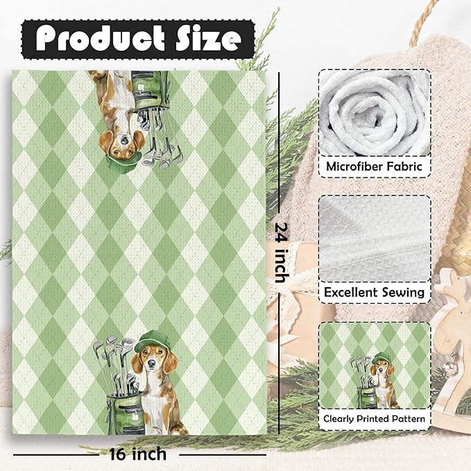 Golf Dog Kitchen Towels - Beagle Dish Towels, Sports Gifts, Pet Golf Club Decorative Absorbent Dishcloths Hand Towels for Kitchen Gym Spa Decor 16x24 Inches