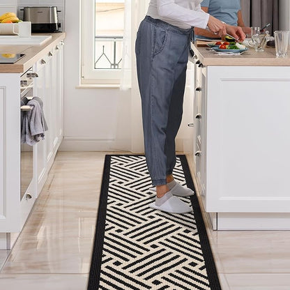 GRANNY SAYS Kitchen Mats for Floor, Kitchen Rugs Non Slip Washable, Runner Rugs for Kitchen Floor, 59" x 17.7", Stain Resistant Comfort Standing Mat Made of 100% Polypropylene, Black