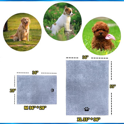 Extra Large Dog Towel Super Absorbent Soft Microfiber Pet Bath Grooming Towels for Drying Dogs and Other Pets (XL-55" * 36", Green)