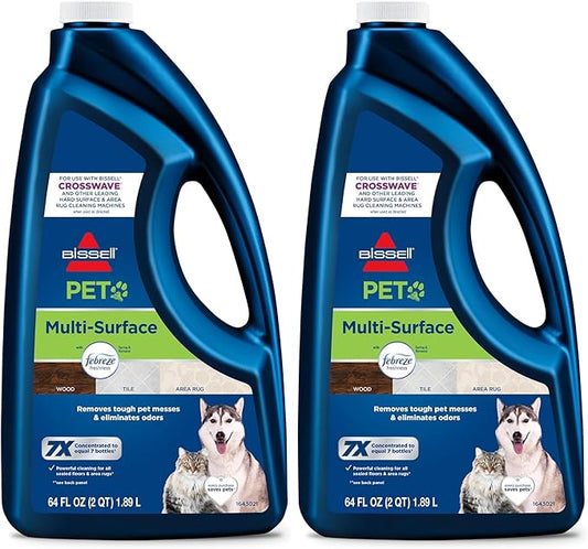 Bissell Multi-Surface Pet Formula with Febreze Freshness,22951,64 Fl Oz,Use on Sealed Hard Floors,and Area Rugs,Removes Tough Messes,Febreze Freshness,(Pack of 2)