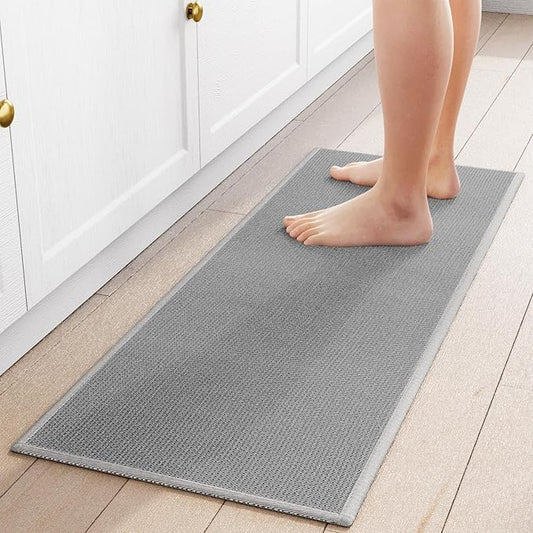 Kitchen Mat 1 PCS, Cushioned Non Slip Rugs for Kitchen Floor, Absorbent Runner Comfort Standing Mats Washable for Kitchen, Office, Home (Grey, 17.3"x47")