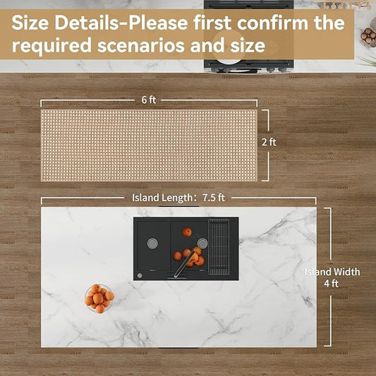 2x6 ft Boho Kitchen Runner Rugs Mat Non Slip Woven Runners for Hallways Washable, Soft Long Entryway Laundry Hall Floor Runner Carpet for Indoor Backdoor Bedroom Kitchen Living Room, Brown
