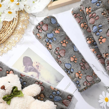 Tuanse 4 Pack Ultra Soft Dog Cat Bed Mat Small Animal Guinea Pig Bed with Cute Print Reversible Fleece Dog Crate Kennel Pad Cozy Washable Thickened Hamster Pet Beds Mat(13 x 10 Inches,Gray)