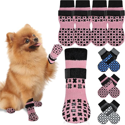 Non-Slip Dog Socks for Hardwood Floors Anti Slip Double-Sided Grippy Socks for Senior Dogs to Prevent Licking Paws, Scratching & Hot Pavement Premium Dog Paw Protector with Grippers Pink S
