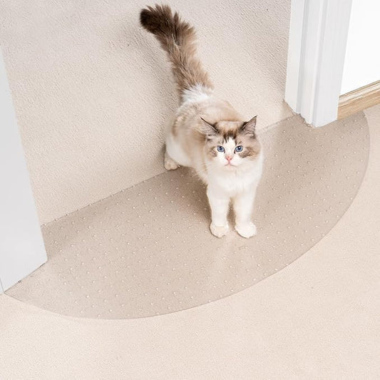 Uross Semi-Circular Carpet Protector for Pets 1PCS, Plastic Cat Carpet Protector for Doorway, Cat Scratch Protector Mat, Cat Ripping Up Under Door Carpet Scratch Stopper