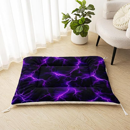 Dog Cat Bed Mat Ultra Soft Fluffy Pet Bed Washable Fashion Dog Crate Beds Comfy Comfy Pet Sleeping Pad Suitable for Pet Raised Bed(42"x32",Purple Lightning)