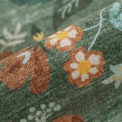2x5 Washable Kitchen Area Rug: Floral Scalloped Entryway Runner Farmhouse Non-Slip Floor Carpet for Hallway Bathroom Soft Comfort Tile/Hardwood Floors Protection Mat Cute Home Decor(2x5, Floral/Green)