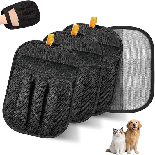 3 Packs Pet Hair Remover Gloves for Dogs and Cats， Pet Hair Removal Glove for Furniture, Car Interiors, Bedding & Clothing