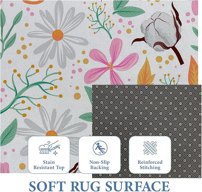 Cute Frog Indoor Door Mat,Rustic Plant Leaves Floor Doormat,17x29.5in,Non Woven Non Slip Rubber Backing Botanical Aesthetic Rug for Porch Insider,Bedroom,Kitchen,Doormats Gifts,Rv Camper Decor