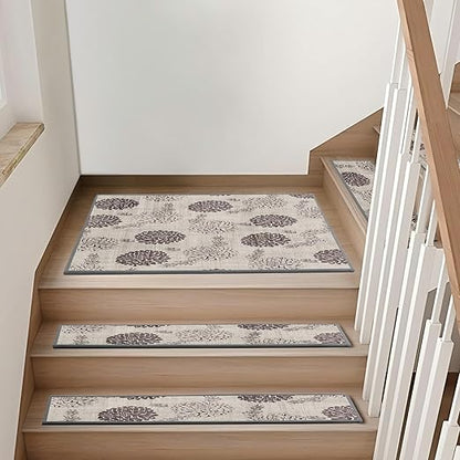 Non-Slip Carpet Stair Treads 1PCS, 30"x30" Peel and Stick Stair Runner for Wooden Steps Indoor, Washable Reusable Adhesive Backing, Pet-Friendly Safety Mats for Kids, Elders, Dogs
