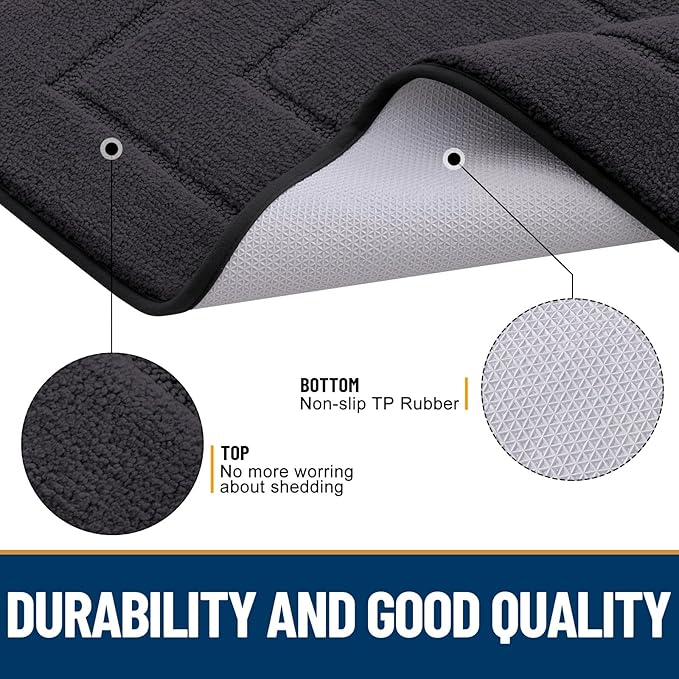 Smiry Dog Door Mat for Muddy Paws, Absorbs Moisture and Dirt, Low-Profile Entryway Mat with Non-Slip Backing, Entry Indoor Outdoor Doormat for Inside Floor (36x24 Inches, Dark Grey, Bordered)