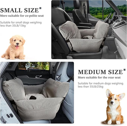 Johnear Dog Car Seat for Medium Pets Under 55 lbs - Pet Booster Travel Bed With 2 Pockets and Safety Leash, Detachable Washable Carrier Handbag Cushion Couch 30*20.5 inches