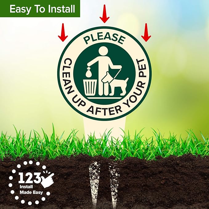 Please Clean Up After Your Pet Sign 9"x17", Heavy Duty Integrated Ground Stakes, Indoor/Outdoor Use, Rust Free Aluminum Composite, Made in USA by My Sign center