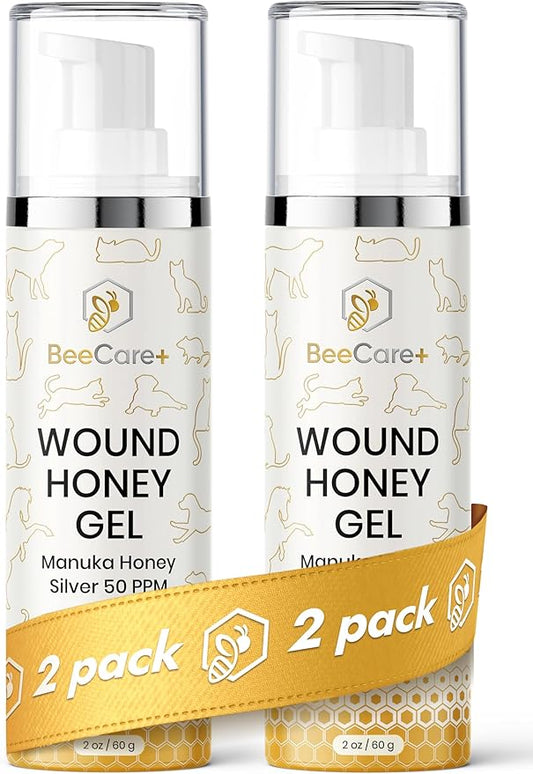 Hot Spot Treatment for Dogs and Cats – 2-Pack Supply for Scratches, Bites and Dog Wound Care – Gel for All Pets with Manuka Honey and Colloidal Silver 50 PPM – 2 oz x 2 Tube