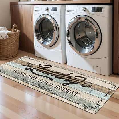 Pauwer Laundry Room Rug Runner 20"x60" Waterproof Rubber Laundry Mat Non Slip Kitchen Mats for Floor Washable Floor Mat Runner Rug for Farmhouse Mudroom Washroom Bathroom Decor