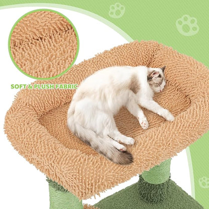 Magshion 42" Cactus Cat Tree, Multi-Level Cat Tower for Indoor Cats with Scratching Posts, Ramp, Top Perch, Side Basket & Platforms, Cat Climbing Tower Kittens Pet Play House