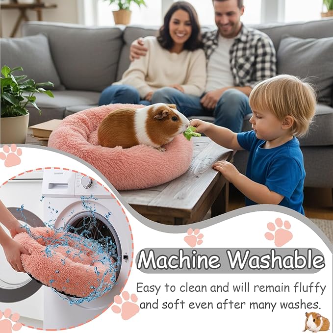 Bunny Bed Rabbit Hideout Large Soft & Comfortable Small Animal Bedding Cozy Bed Mat Warm Hideaway Cage Accessories for Guinea Pig Dwarf Bunny Chinchillas Hamsters Hedgehogs Ferrets Pink