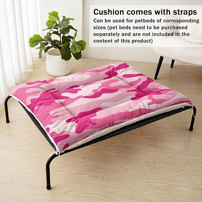 Dog Cat Bed Mat Ultra Soft Fluffy Pet Bed Washable Fashion Dog Crate Beds Comfy Comfy Pet Sleeping Pad Suitable for Pet Raised Bed(42"x32",Pink Camo)