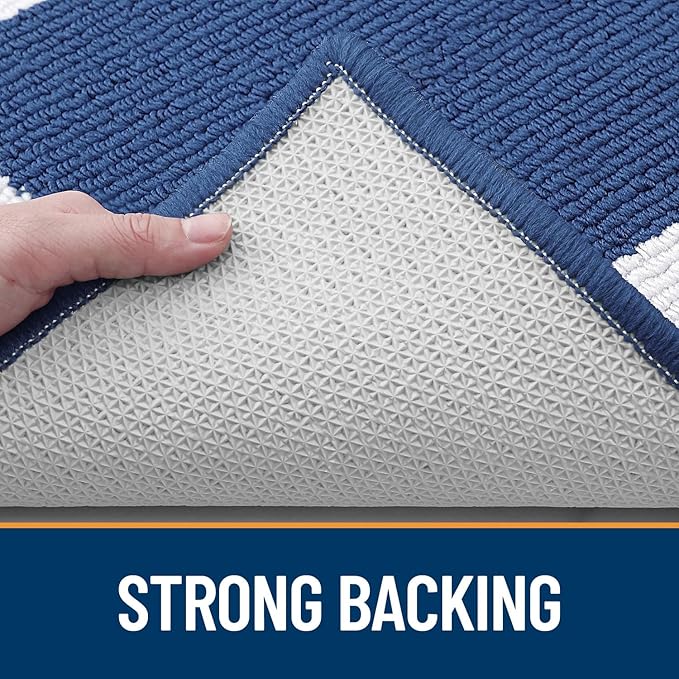 OLANLY Indoor Door Mat, 32x20, Non-Slip Absorbent Resist Dirt Entrance Mat, Washable Low-Profile Inside Entry Doormats for Entryway, Navy