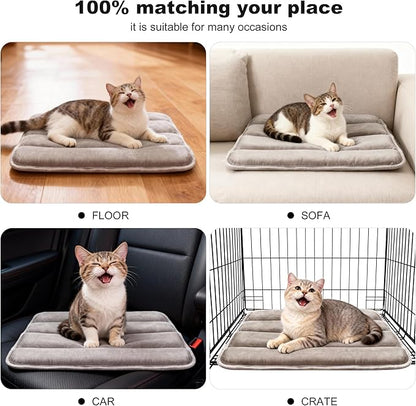 Dog Crate Pad, Ultra Soft & Anti-Slip Kennel Mat, Secure Fit for Metal Crates & Dog Cages, Washable Cozy Bed for Small Medium Large Dogs (Light Brown, XS(18"*12"*1.5"))